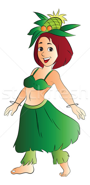 Girl in Hawaiian Costume, illustration Stock photo © Morphart