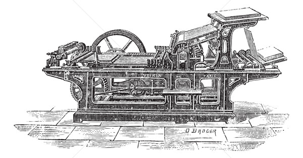 Druckerpresse ein Zylinder Jahrgang Gravur alten Stock foto © Morphart