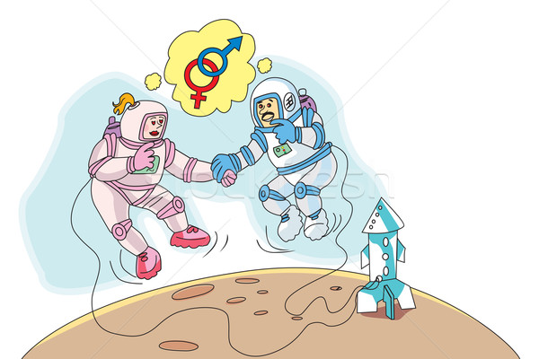 Astronauts in Love, illustration Stock photo © Morphart