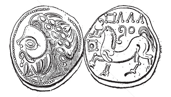 Alten celtic Münze Jahrgang Gravur Stock foto © Morphart