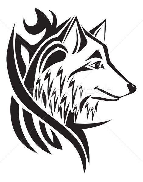 Tetoválás terv farkas fej klasszikus vésés Stock fotó © Morphart
