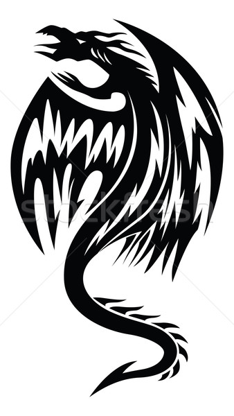 Unter Drachen Tattoo Jahrgang Gravur Design Stock foto © Morphart