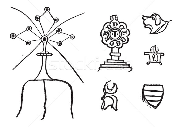 Stempel Jahrgang Gravur graviert Illustration Wörterbuch Stock foto © Morphart