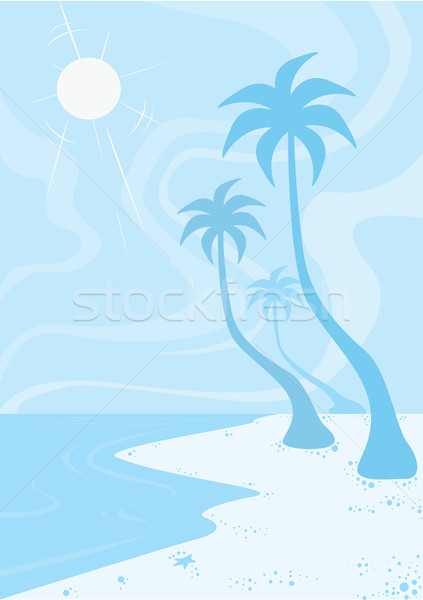 Stockfoto: Strand · illustratie · Blauw · zon · zand · surfen