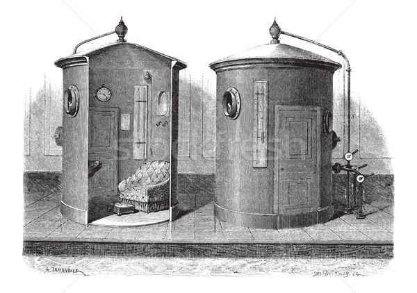 Pneumatic device for compressed air baths, vintage engraving Stock photo © Morphart