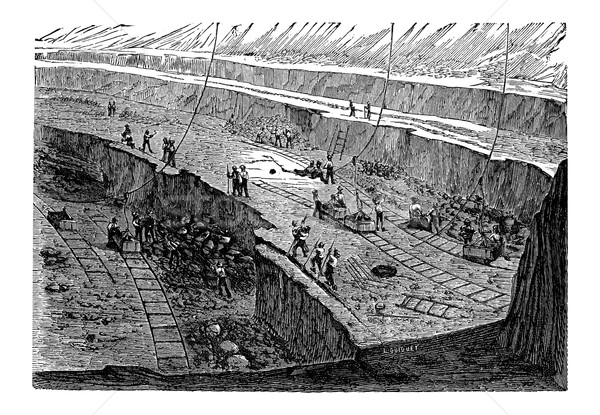 Open-pit Mining, vintage engraving Stock photo © Morphart