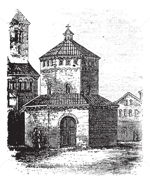Baptistry of Novara vintage engraving Stock photo © Morphart