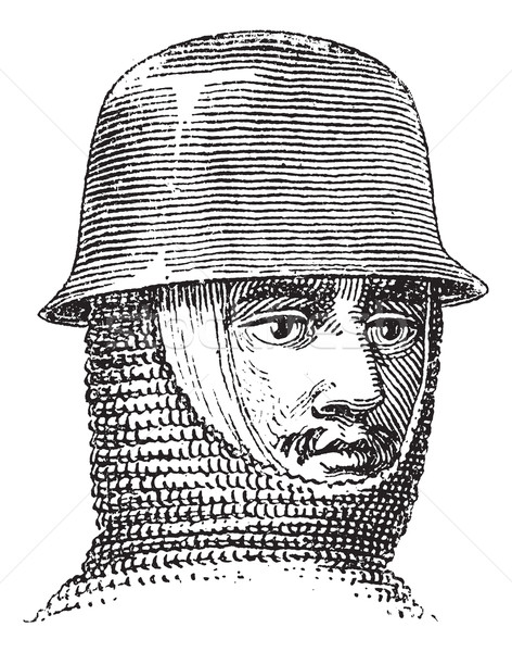Iron hat or Kettle hat vintage engraving Stock photo © Morphart