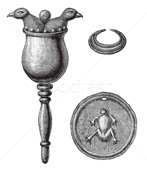 Bone objects found in the tombs of Turbaco, vintage engraving. Stock photo © Morphart