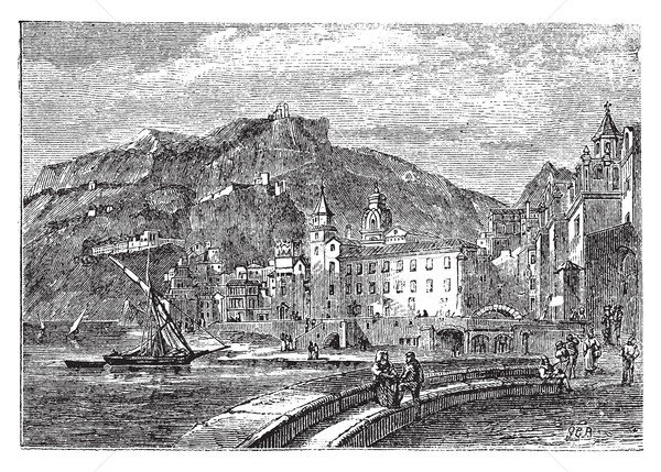 Amalfi in 1890, in the province of Salemo, Italy. Vintage engrav Stock photo © Morphart