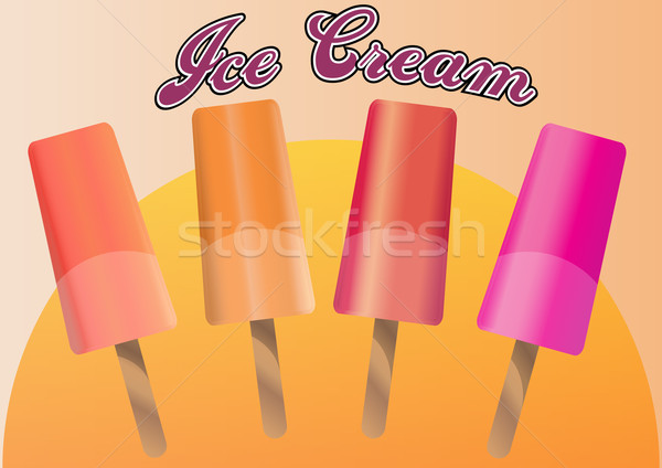 Foto stock: Helado · ilustración · verano · hielo · blanco