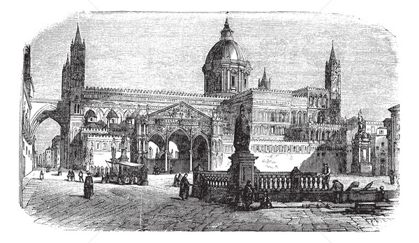 Cathedral of Palermo in Palermo Sicily Italy vintage engraving Stock photo © Morphart