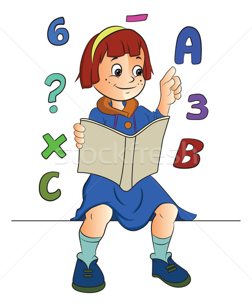 Girl Studying Math, illustration Stock photo © Morphart