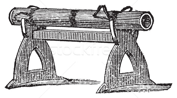 Engraving of a gun platform used at the Battle of Cressy in 1346 Stock photo © Morphart