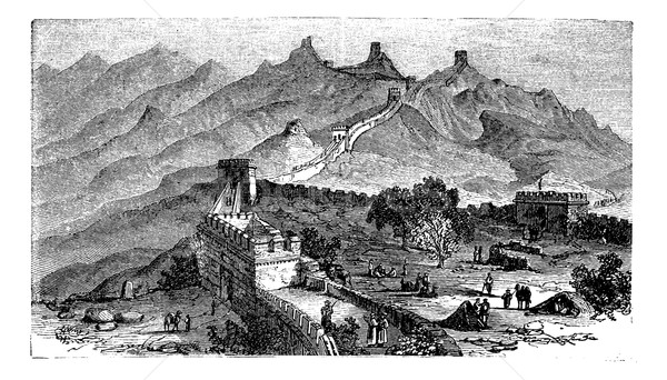 Great Wall of China, during the 1890s, vintage engraving Stock photo © Morphart