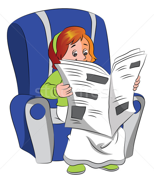 Stock photo: Vector of woman reading newspaper.