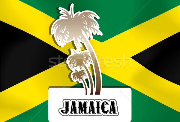 Ямайка иллюстрация флаг пальмами пляж морем Сток-фото © Morphart