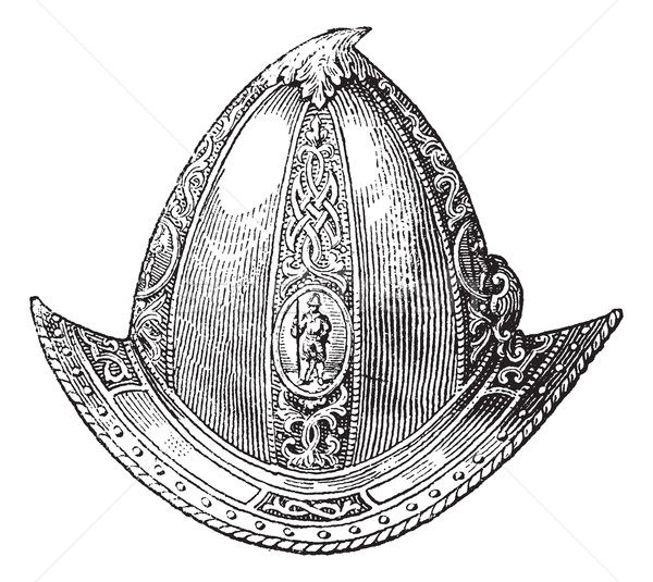Cabaset peaked or helmet vintage engraving Stock photo © Morphart