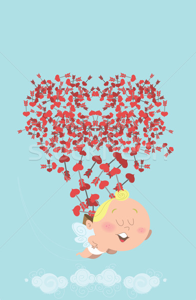 Vliegen zak hart pijlen hemel cute Stockfoto © Morphart