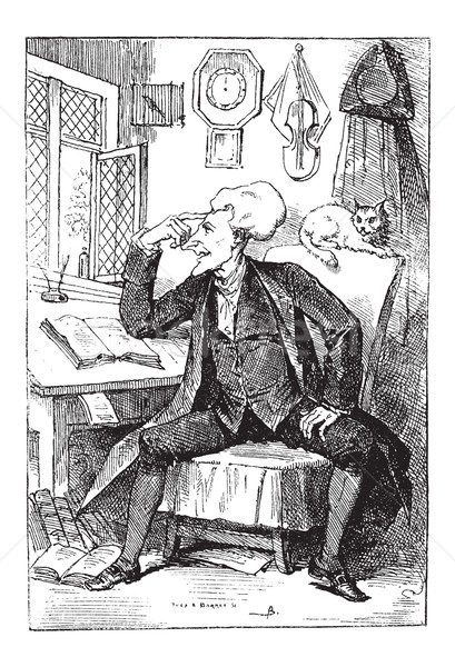 Doctor Syntax Reflecting on his Book Readings, vintage engraving Stock photo © Morphart
