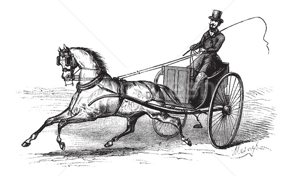 2-wheeled Cart drawn by a Single Horse, vintage engraving Stock photo © Morphart