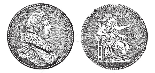 Medal Showing King Louis XIII of France, vintage engraving Stock photo © Morphart