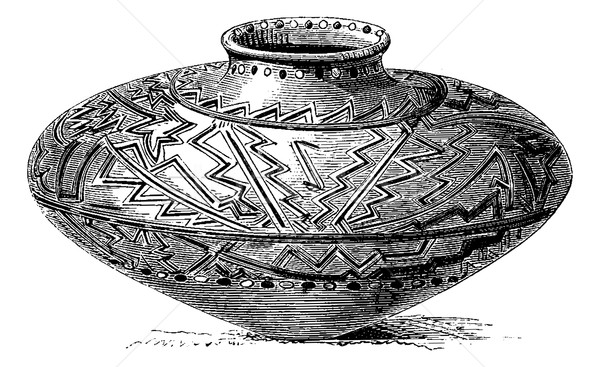 Orejone Indian Pottery from Amazonas, Brazil, vintage engraving Stock photo © Morphart