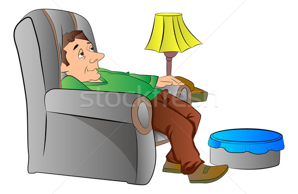 Uomo pigro sedia divano illustrazione casa Foto d'archivio © Morphart