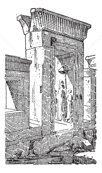 The gate at the palace of Darius vintage engraving Stock photo © Morphart