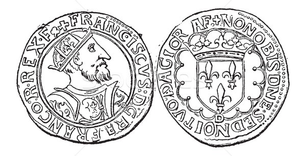 Coin Currency, Francis I of France, vintage engraving Stock photo © Morphart
