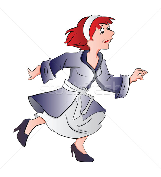 Frau tragen robe läuft Illustration laufen Stock foto © Morphart