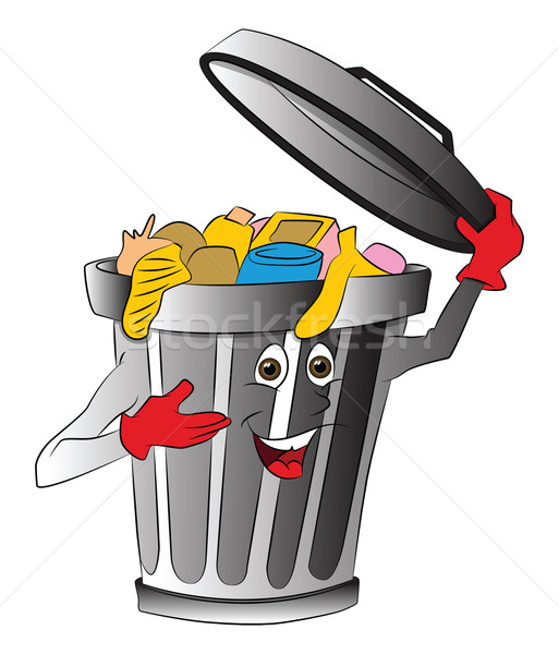 Vector of overloaded dustbin holding lid. Stock photo © Morphart