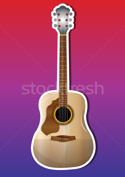 Foto stock: Guitarra · ilustração · acústico · marrom · madeira · arte