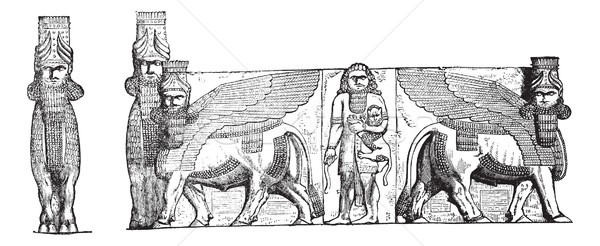 Relief Sculptures at the Entrance of Kuyunjik Palace Ruins, in M Stock photo © Morphart