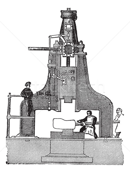 Steam hammer, vintage engraving. Stock photo © Morphart