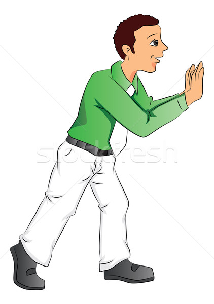 Vector of businessman pushing. Stock photo © Morphart