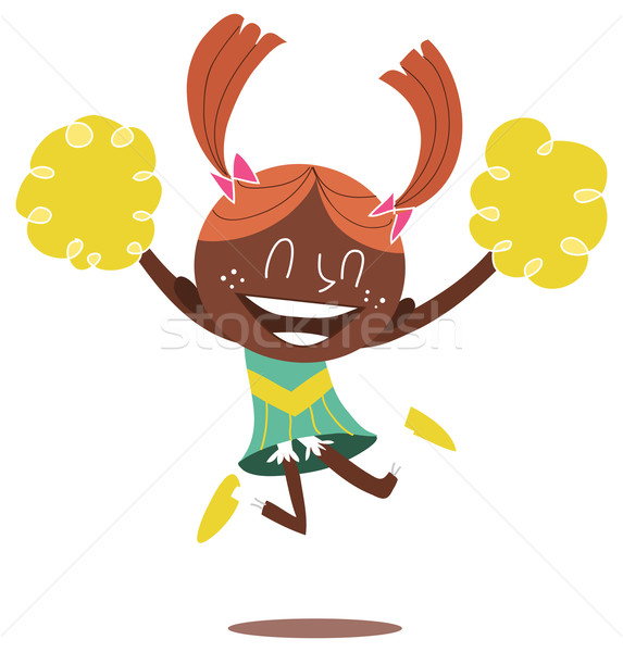 Illustration of a young smiling cheerleader jumping and cheering Stock photo © Morphart