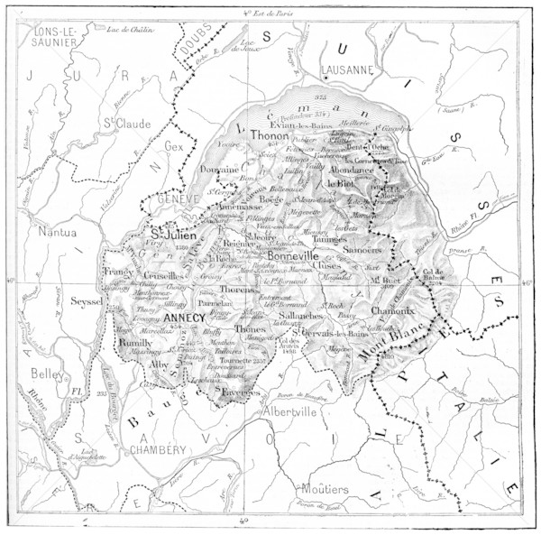 Map of Department of Haute-Savoie vintage engraving Stock photo © Morphart