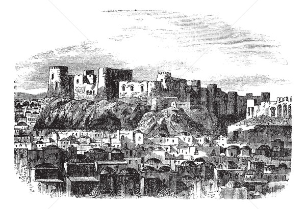 Citadel Afghanistan vintage oude gegraveerd Stockfoto © Morphart