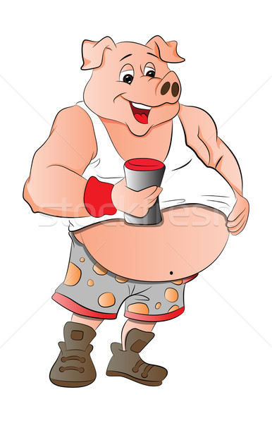 Overweight Half-man Half-Pig, illustration Stock photo © Morphart