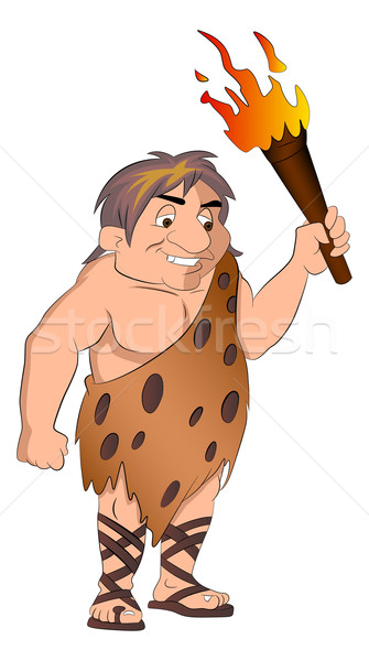 Caveman Holding a torch, illustration Stock photo © Morphart