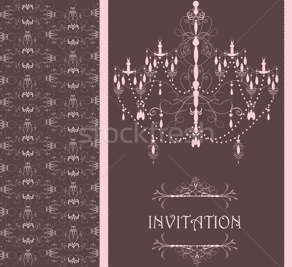 Vintage invitation card with ornate design and chandelier Stock photo © Morphart