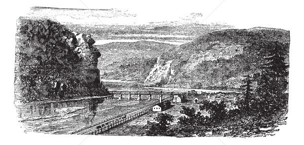 Feribot Batı Virginia Amerika Birleşik Devletleri bağbozumu oyma eski Stok fotoğraf © Morphart