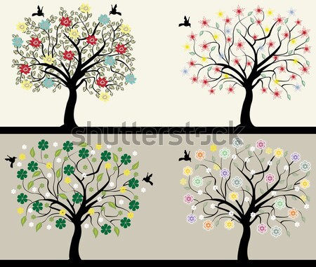 Set of abstract tree silhouettes Stock photo © Morphart