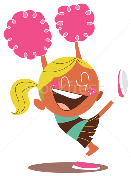 Yound blond illustration of a smiling cheerleader cheering Stock photo © Morphart