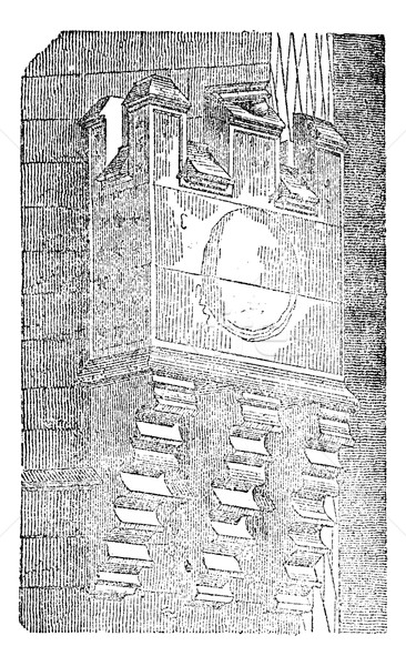 Machicolations of the Hotel de Sens, vintage engraving. Stock photo © Morphart
