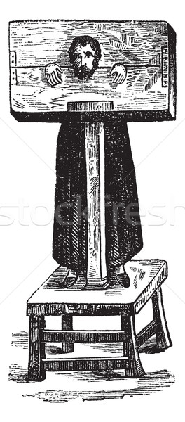 Pillory, after an ancient engraving, vintage engraving. Stock photo © Morphart