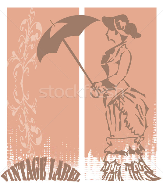 Retro lady with umbrella Stock photo © Morphart
