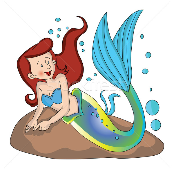 Vector sirena roci femeie peşte mare Imagine de stoc © Morphart