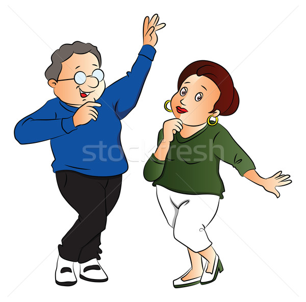 Foto stock: Vetor · casal · dança · marido · esposa · branco